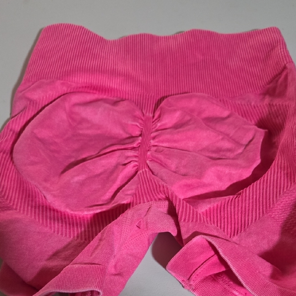 Vibrant Pink Ribbed Shorts - Picture 6 of 6
